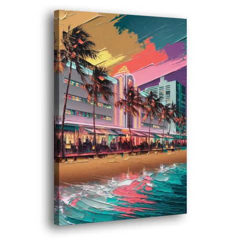 Miami South Beach Charm - Canvas Wall Art - Side