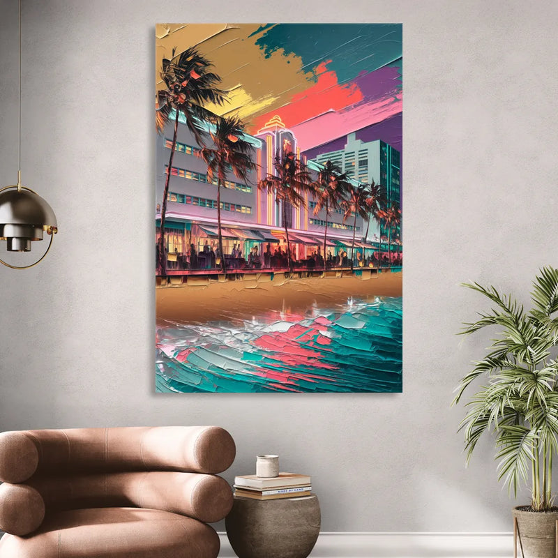 Miami South Beach Charm Living Room - Canvas Wall Art