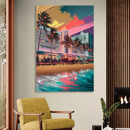 Miami South Beach Charm Sitting Room - Canvas Wall Art