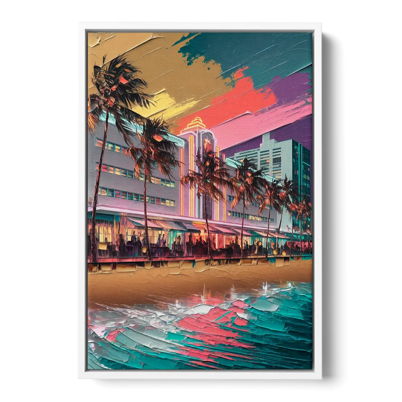 Miami South Beach Charm Front - White Canvas Wall Art