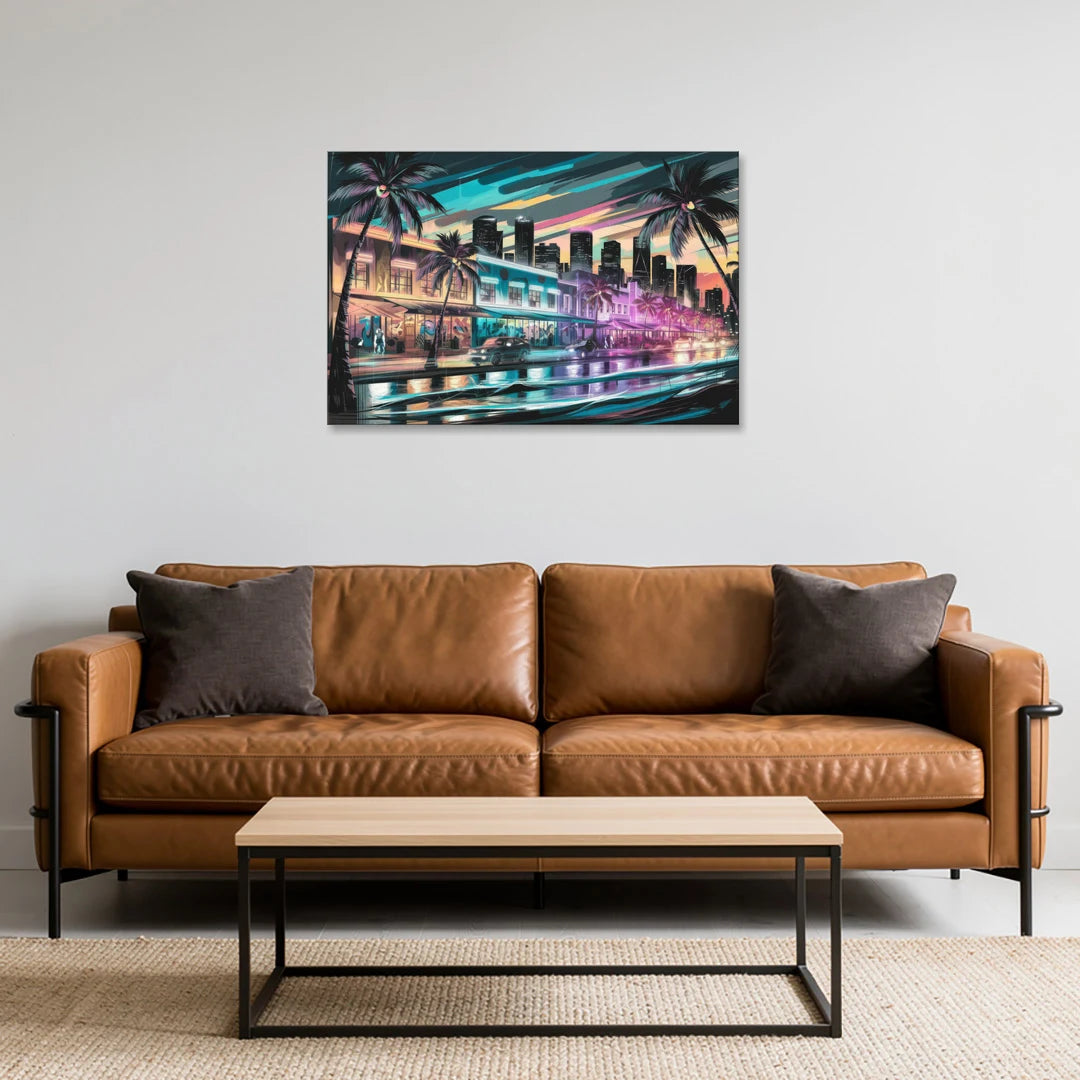 Miami Street Art Culture - Canvas Wall Art - Sofa - 36x24