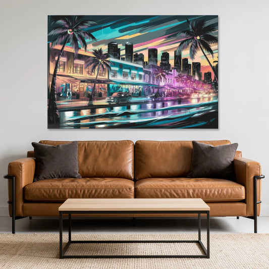Miami Street Art Culture - Canvas Wall Art - Sofa - 60x40