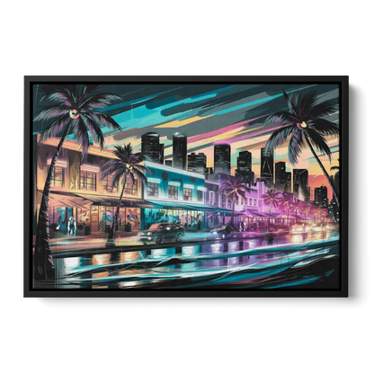 Miami Street Art Culture Front - Black Canvas Wall Art