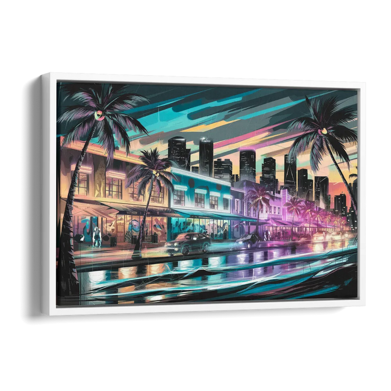 Miami Street Art Culture Side - White Canvas Wall Art