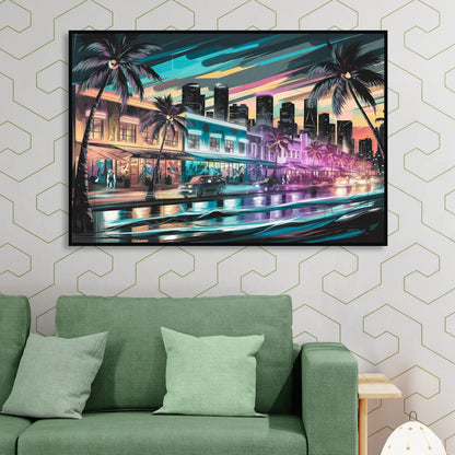 Miami Street Art Culture Living Room - Black Canvas Wall Art