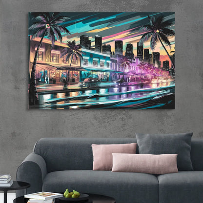 Miami Street Art Culture Living Room - Canvas Wall Art