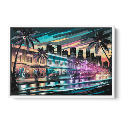 Miami Street Art Culture Front - White Canvas Wall Art
