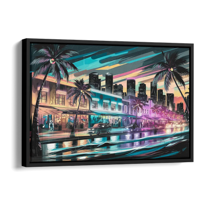 Miami Street Art Culture Side - Black Canvas Wall Art