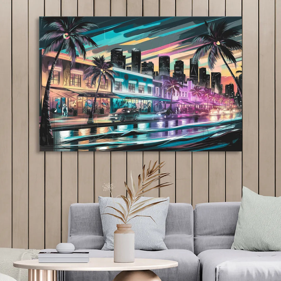 Miami Street Art Culture Sitting Room - Canvas Wall Art