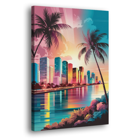Miami Sunset Boulevard - Canvas Wall Art - Side