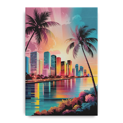 Miami Sunset Boulevard Front - Canvas Wall Art