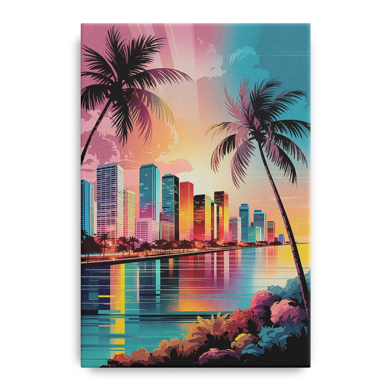 Miami Sunset Boulevard Front - Canvas Wall Art