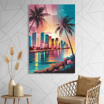Miami Sunset Boulevard Living Room - Canvas Wall Art