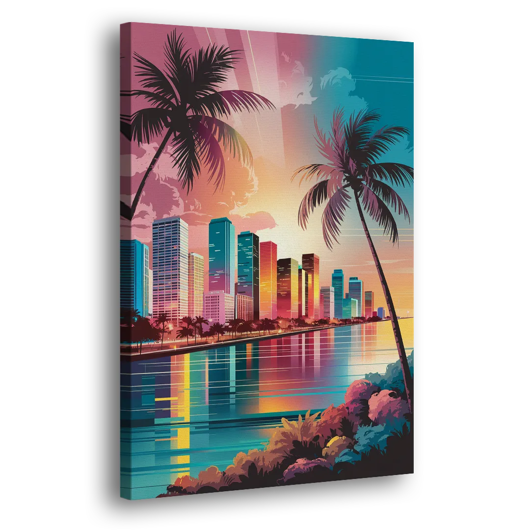 Miami Sunset Boulevard Side - Canvas Wall Art