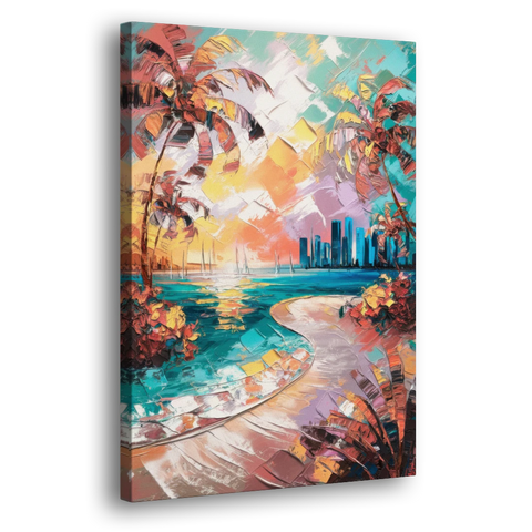 Miami Tropical Paradise - Canvas Wall Art - Side