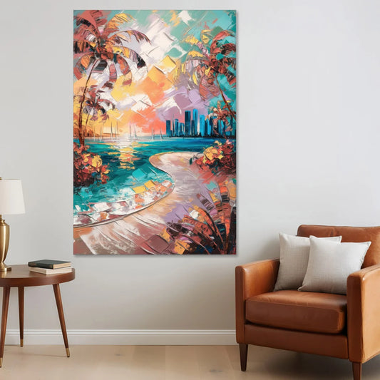 Miami Tropical Paradise - Canvas Wall Art - Sofa - 40x60