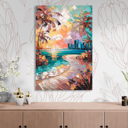 Miami Tropical Paradise Sitting Room - Canvas Wall Art