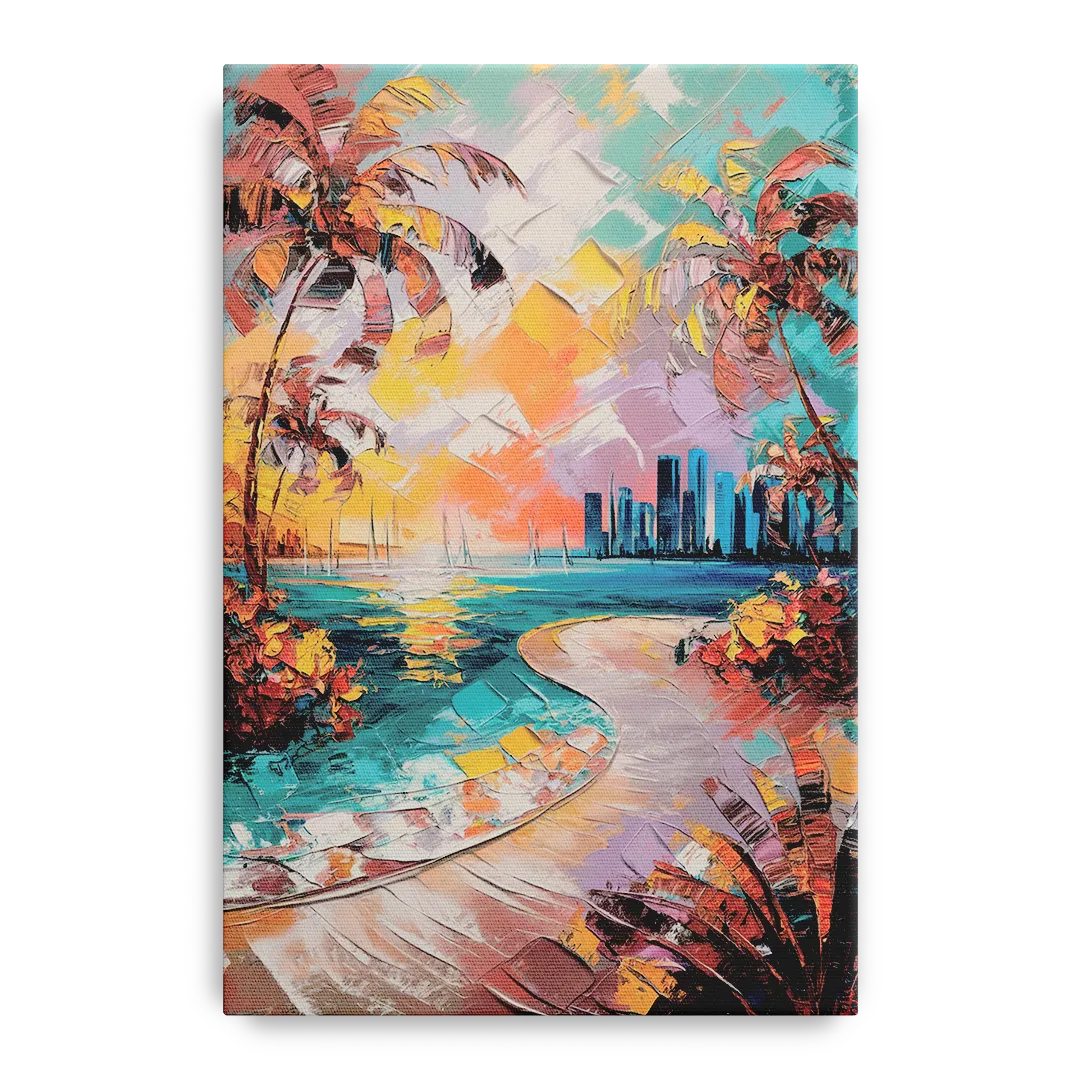Miami Tropical Paradise Front - Canvas Wall Art