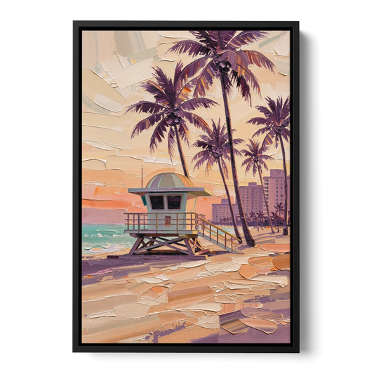 Miami Vibrant Colors - Black Framed Canvas Wall Art - Front