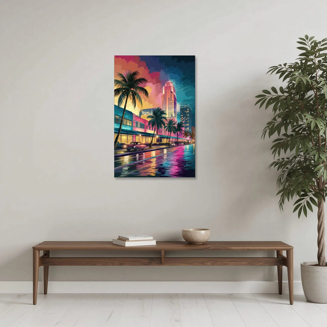 Miami Vibrant Colors - Canvas Wall Art - Coffee Table - 24x36