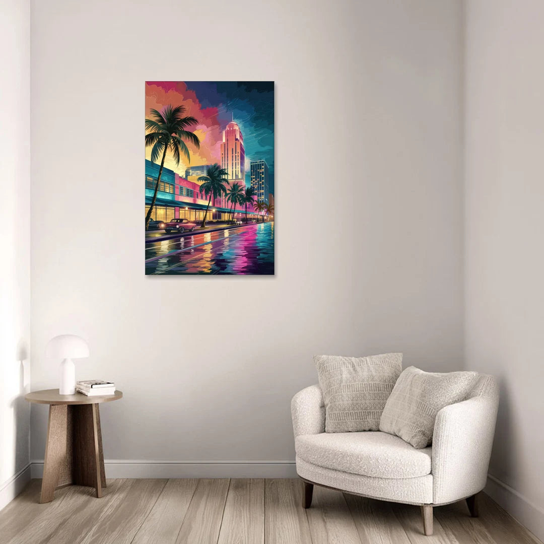 Miami Vibrant Colors - Canvas Wall Art - Sofa - 24x36