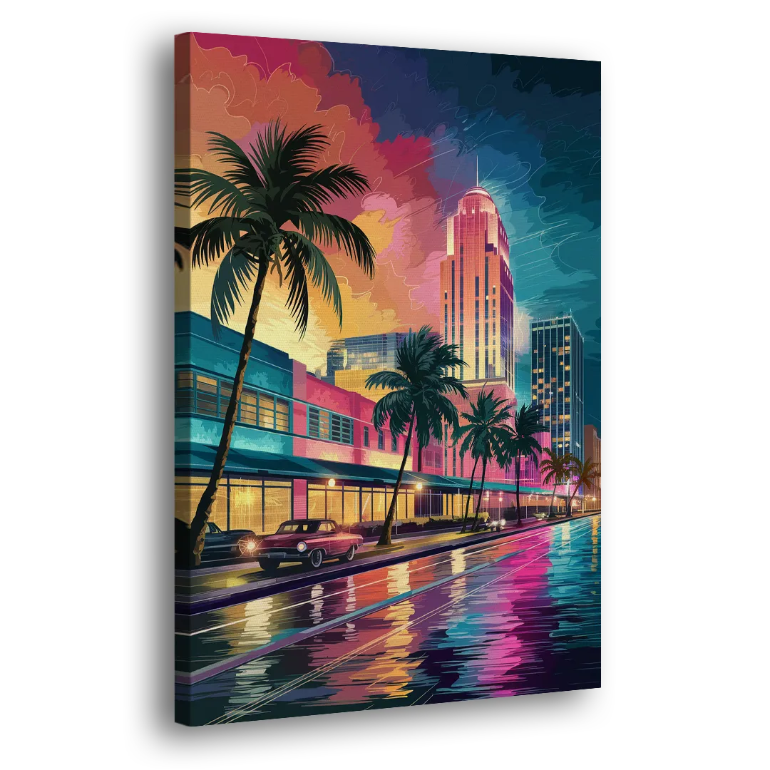Miami Vibrant Colors Side - Canvas Wall Art