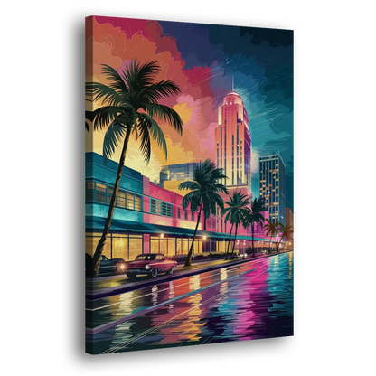 Miami Vibrant Colors Side - Canvas Wall Art