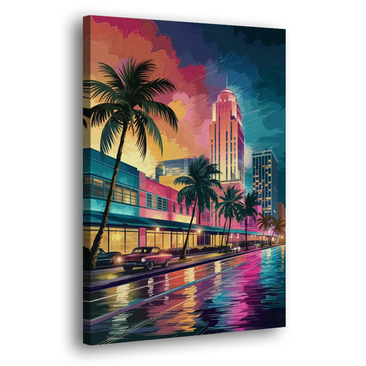 Miami Vibrant Colors Side - Canvas Wall Art