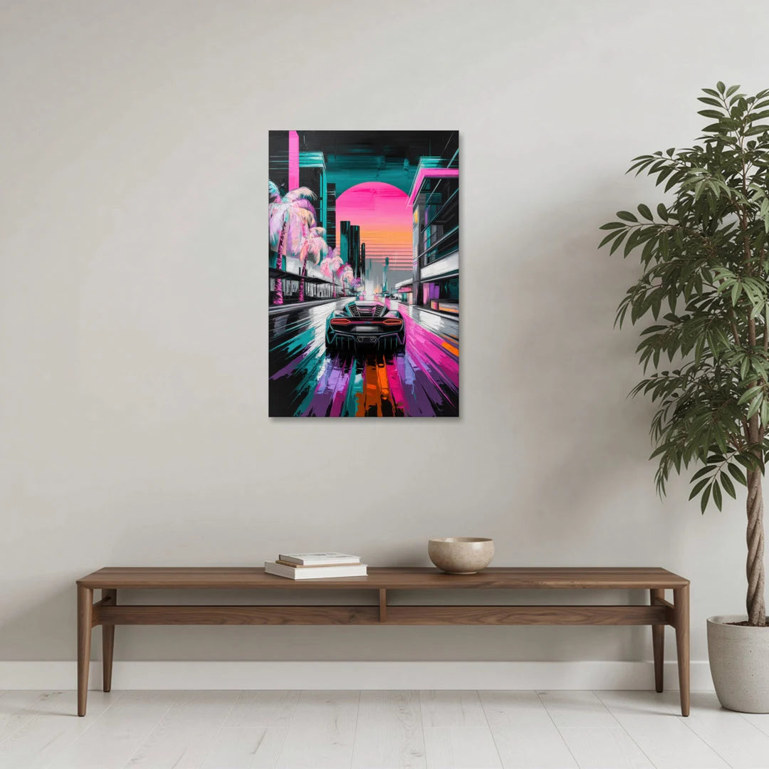 Miami Vice Neon Nights - Canvas Wall Art - Coffee Table - 24x36