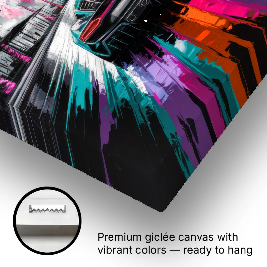 Miami Vice Neon Nights - Canvas Wall Art - Gallery Wrap Corner