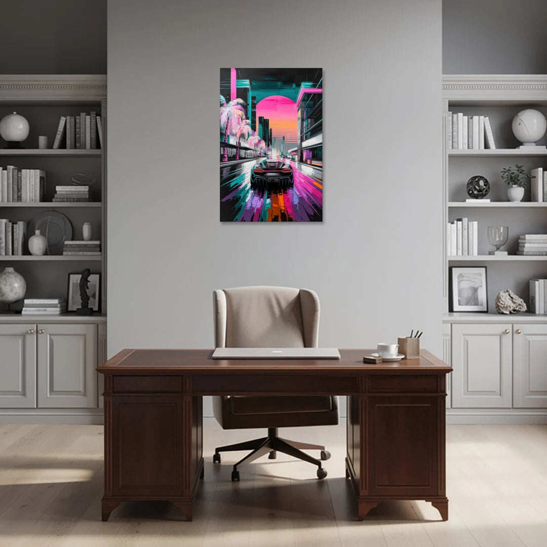 Miami Vice Neon Nights - Canvas Wall Art - Office - 24x36