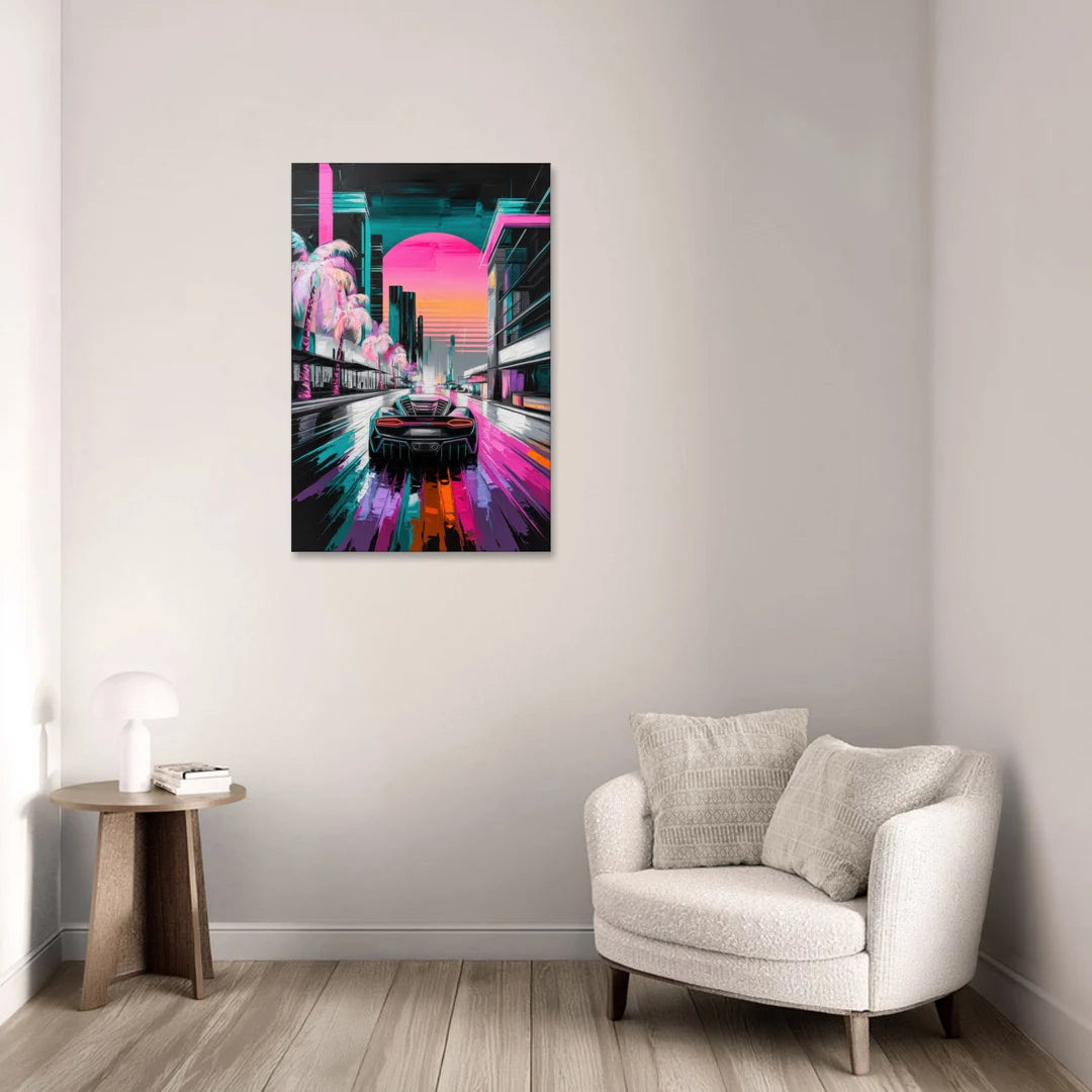 Miami Vice Neon Nights - Canvas Wall Art - Sofa - 24x36