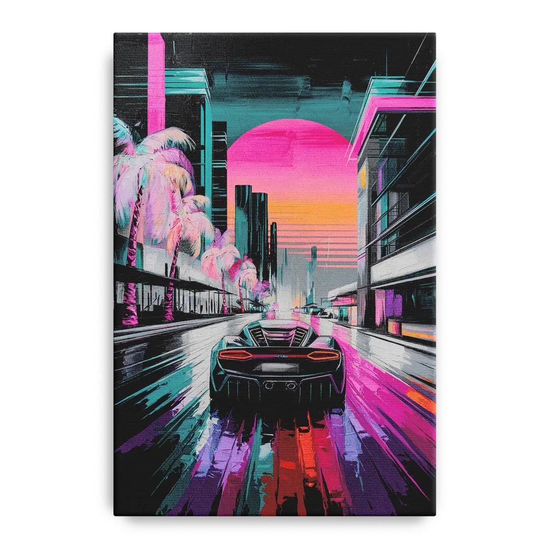 Miami Vice Neon Nights Front - Canvas Wall Art