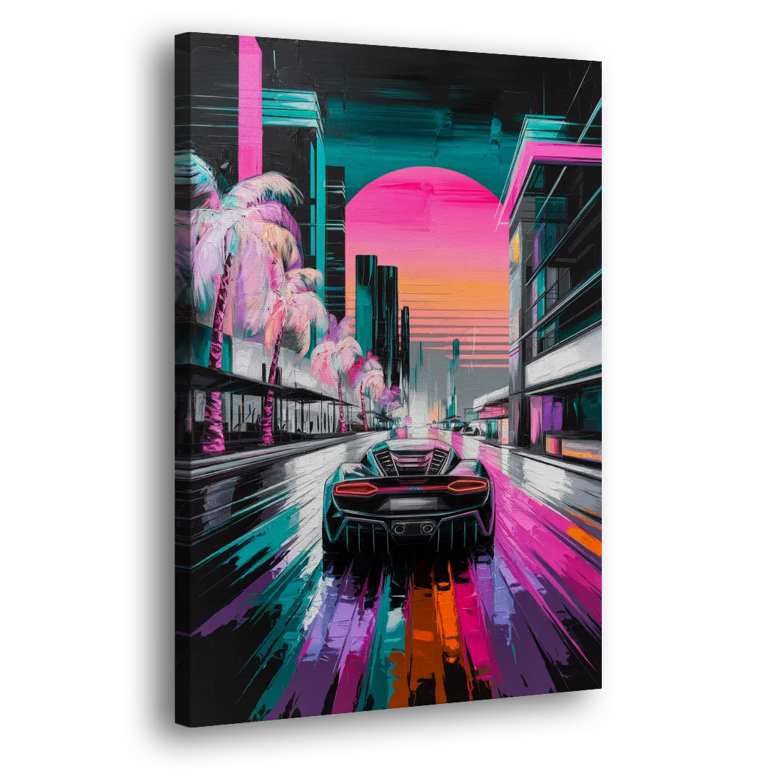 Miami Vice Neon Nights Side - Canvas Wall Art