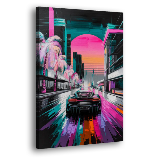 Miami Vice Neon Nights Side - Canvas Wall Art