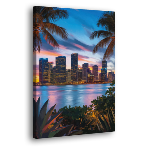 Miami Waterfront Skyline - Canvas Wall Art - Side