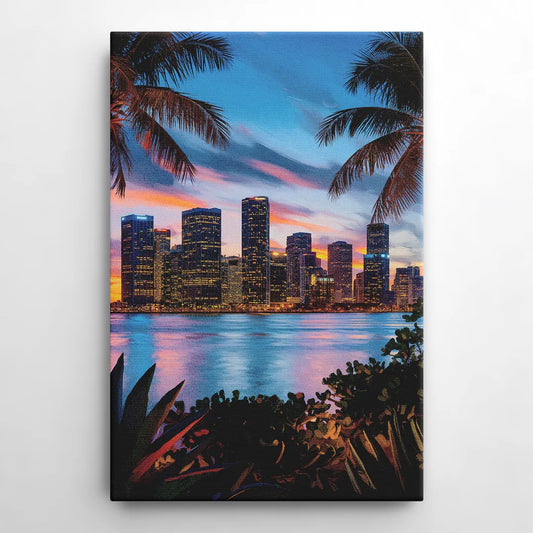 Miami Waterfront Skyline - Canvas Wall Art