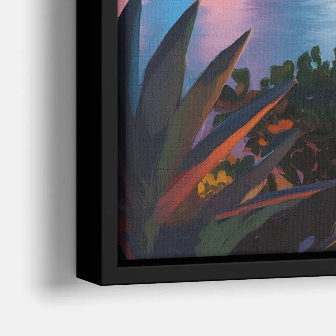 Miami Waterfront Skyline - Close-Up Black Frame Canvas