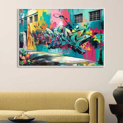 Miami Wynwood Murals Sitting Room - White Canvas Wall Art
