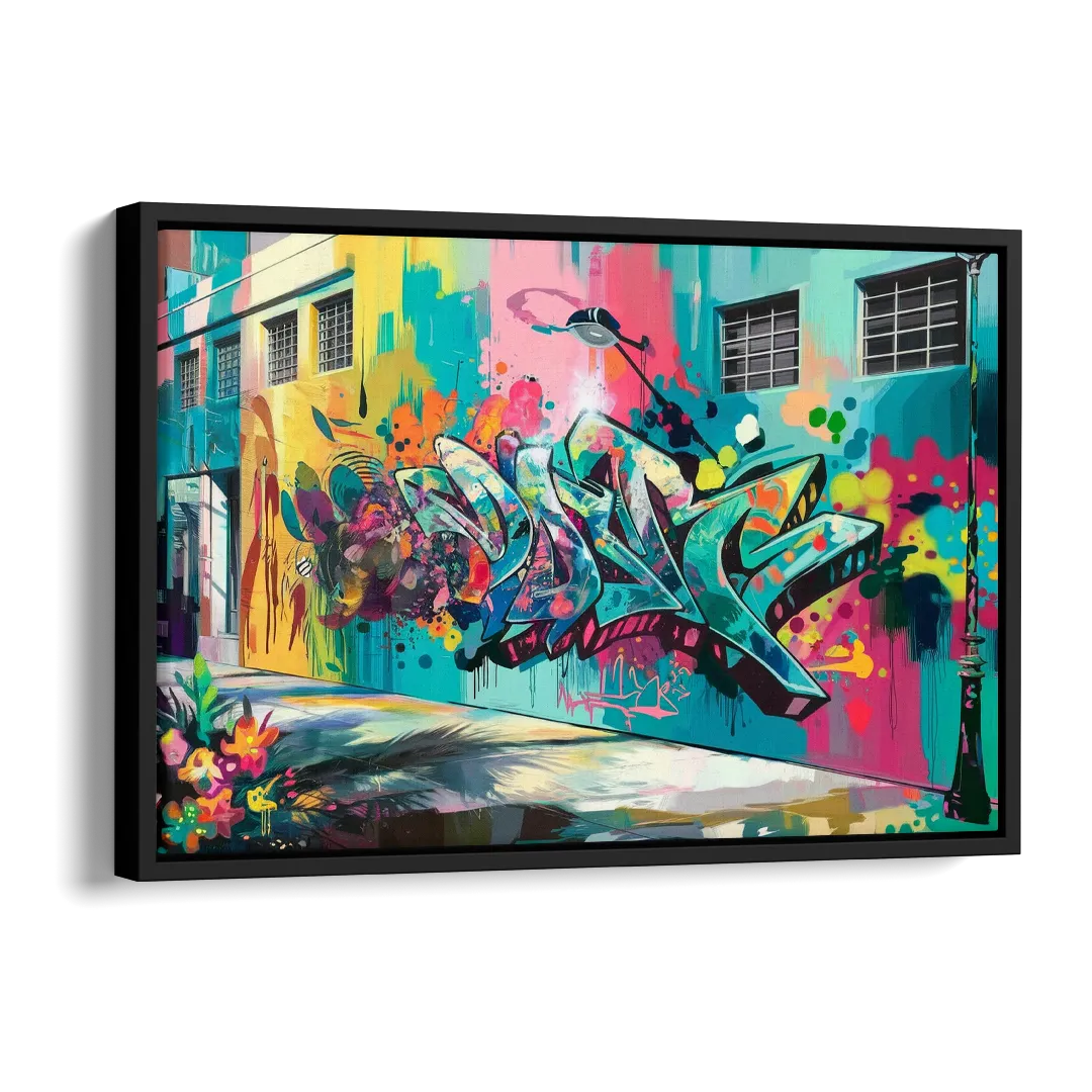 Miami Wynwood Murals Side - Black Canvas Wall Art