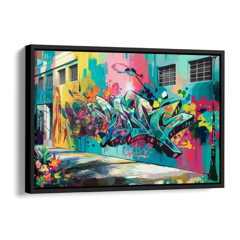 Miami Wynwood Murals Side - Black Canvas Wall Art