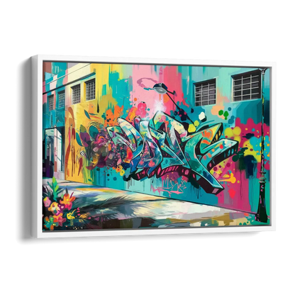 Miami Wynwood Murals Side - White Canvas Wall Art