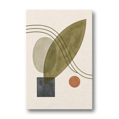 Mid Century Abstract Art with Leaning Olive Leaf - Canvas Wall Art - Front