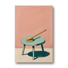 Mid Century Bathroom Wall Art of a Bath Brush - Canvas Wall Art - Front