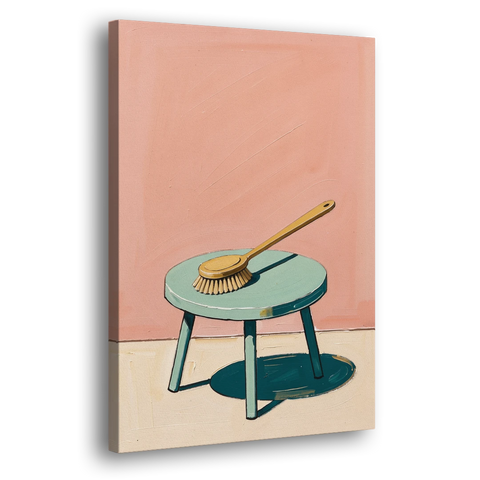 Mid Century Bathroom Wall Art of a Bath Brush - Canvas Wall Art - Side
