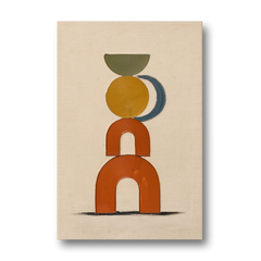 Mid Century Boho Wall Art of Stacked Clay Arches - Canvas Wall Art - Front