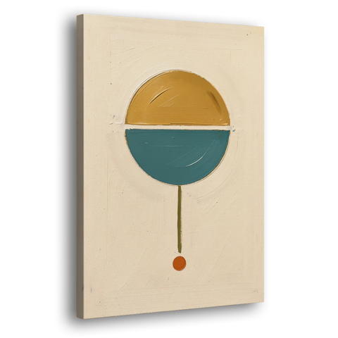 Mid Century Geometric Art with a Sliding Split Circle - Canvas Wall Art - Side