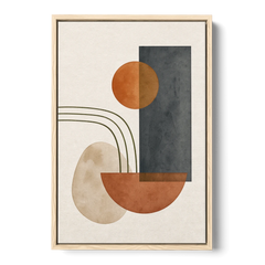 Mid Century Modern Abstract Painting with Slate Slab - Oak Framed Canvas Wall Art - Front