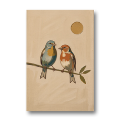 Mid Century Modern Art Prints with Two Songbirds - Canvas Wall Art - Front