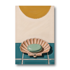 Mid Century Modern Bathroom Art Scallop Shell Soap Dish - Canvas Wall Art - Front